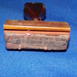 Vintage Collectible Solid Wood Rubber Address Hand Stamp